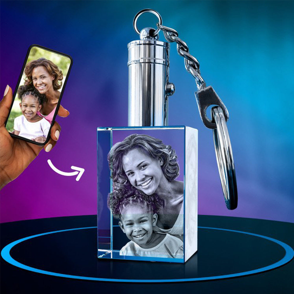 Personalisierte 2D/3D Kristall Erinnerung mit Laser Gravur Schlüsselanhänger