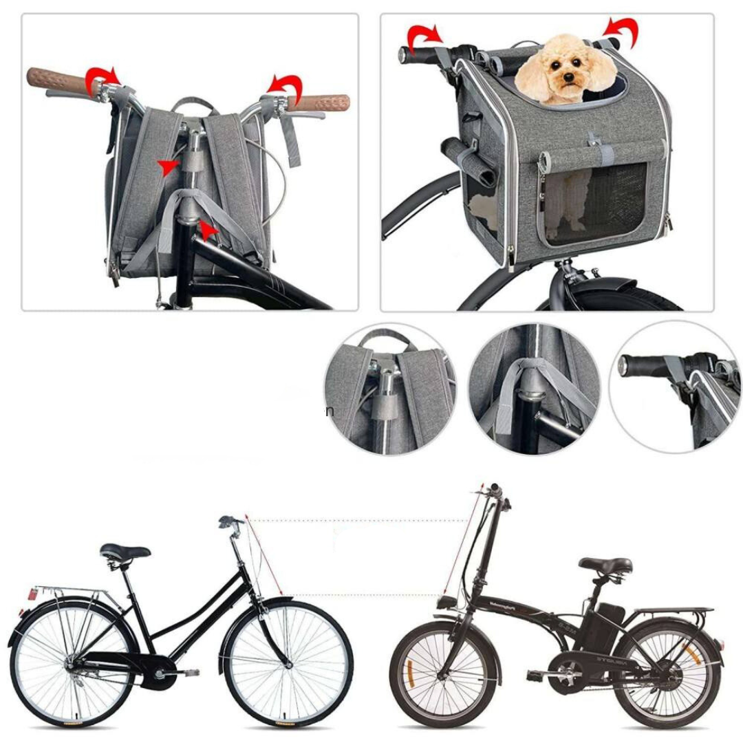 hundetasche für fahrradlenker 3-in-1 Hunde Transporttasche für Fahrräder – tier-herzen