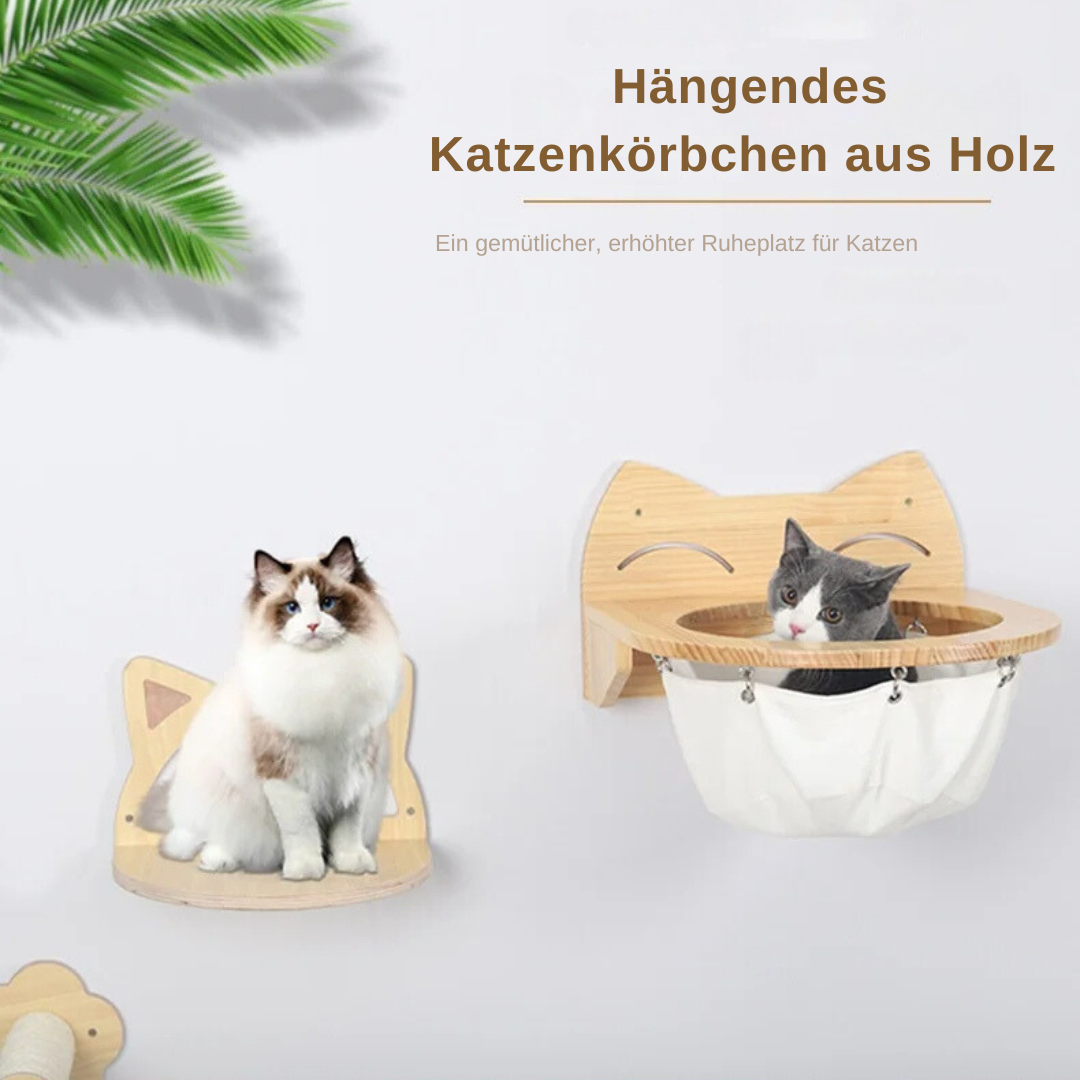 Hängendes Katzenkörbchen aus Holz