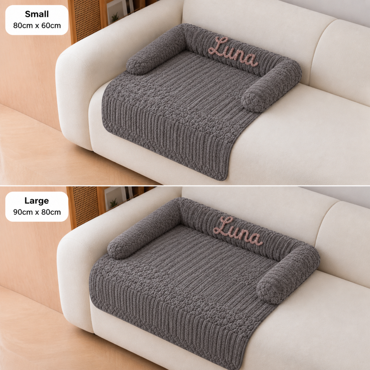 Personalisiertes flauschiges Hundesofa & schützender Sofabezug