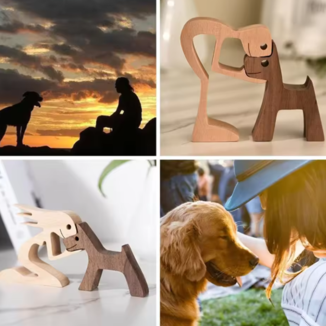 Handgeschnitzte Hundefigur - HundeHerz