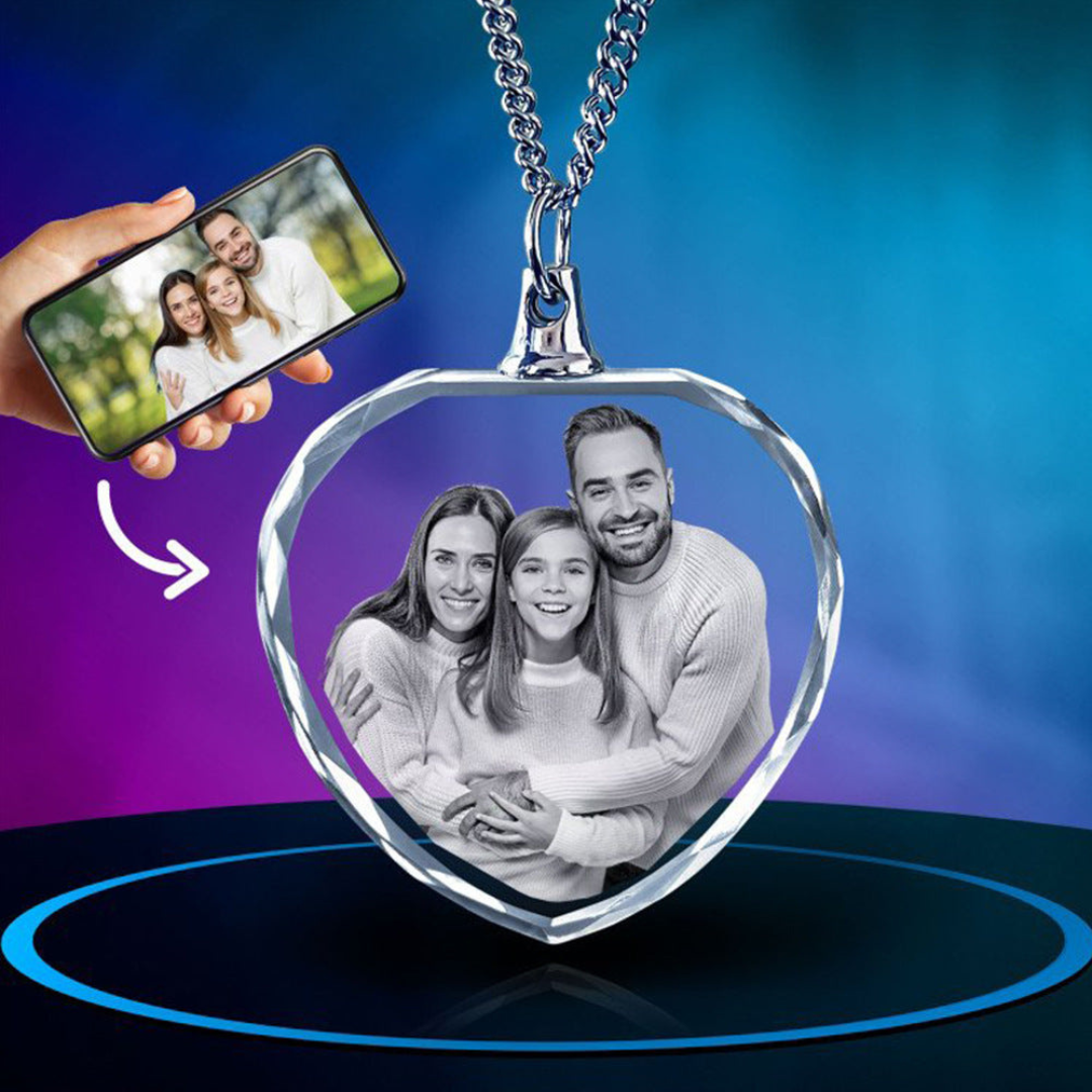 Personalisierte 2D/3D Kristall Herz Foto Halskette