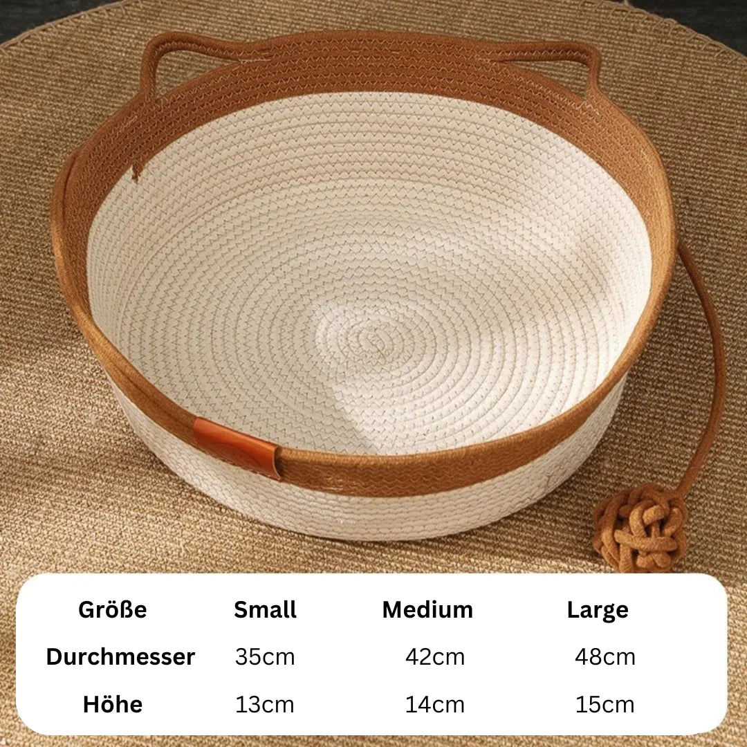 Handgewebtes Baumwollseilbett für Katzen – TraumNest