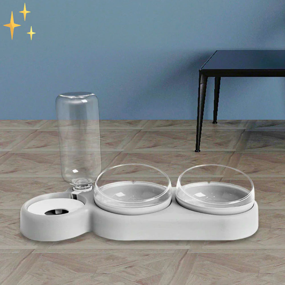 Doppelter Fressnapf mit automatischem Wasserspender – WasserBuddy
