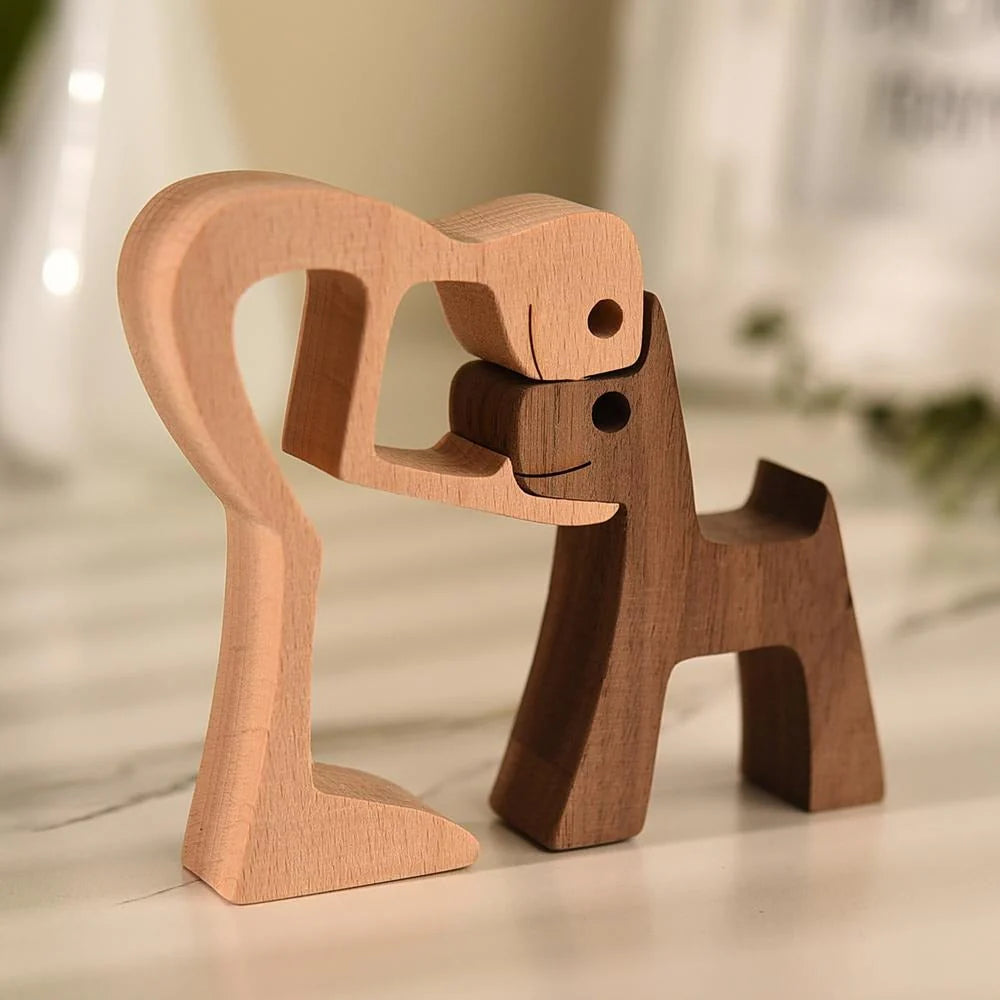 Handgeschnitzte Hundefigur - HundeHerz