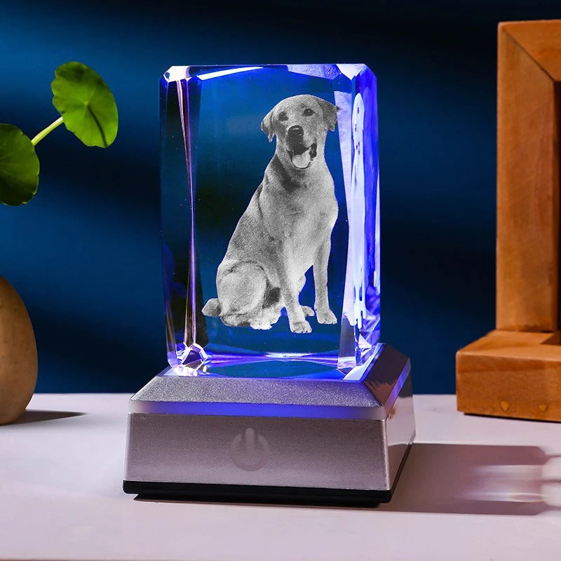 Personalisierte 2D/3D Kristall Erinnerung in Quader Form mit Laser Gravur