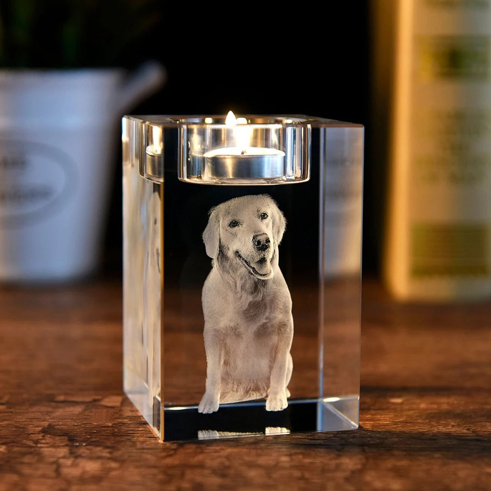 Personalisierter 2D/3D Kristall Kerzenhalter mit Laser Gravur