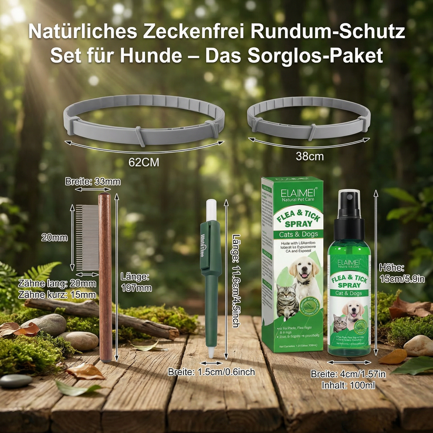 Natürliches Zeckenfrei Rundum-Schutz Set für Hunde – Das Sorglos-Paket