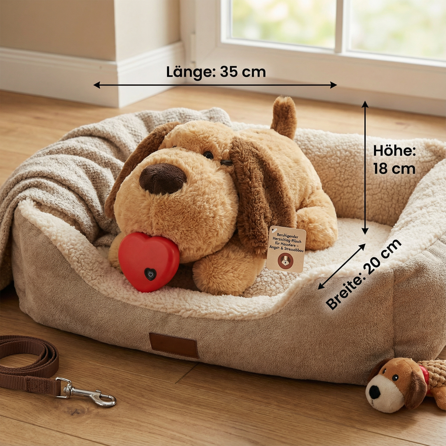 Beruhigendes Herzschlag-Kuscheltier für Haustiere – Angstlindernd & Stressabbauend