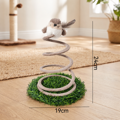 Interaktives Feder-Vogelspielzeug für Katzen mit Grasbasis