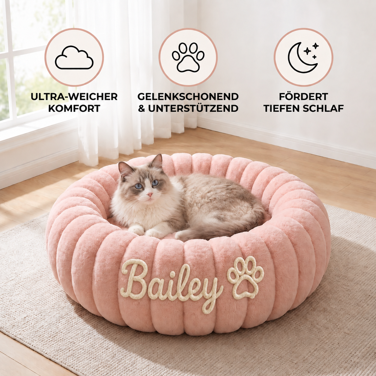 Personalisiertes Rundes flauschiges Katzenbett