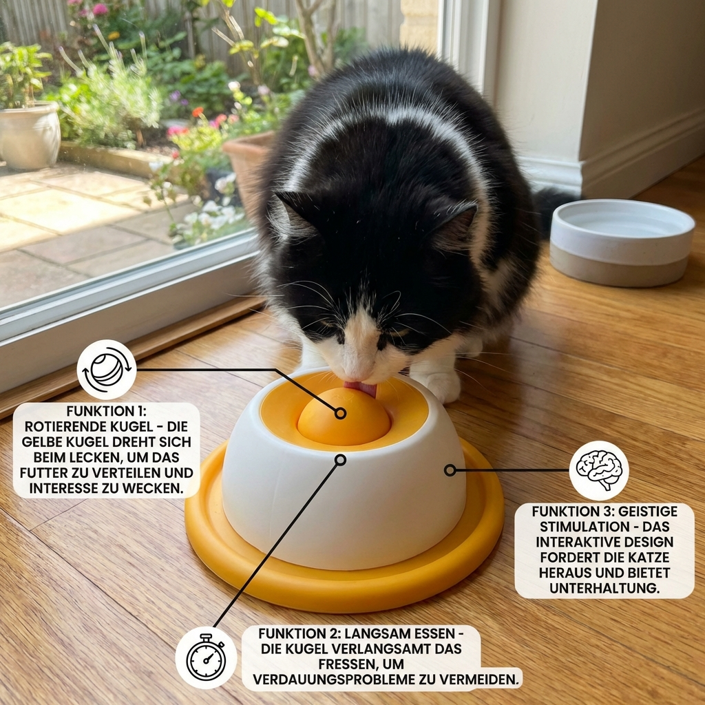 Interaktiver Leckspielzeug-Snackteller – Slow Feeder für Katzen