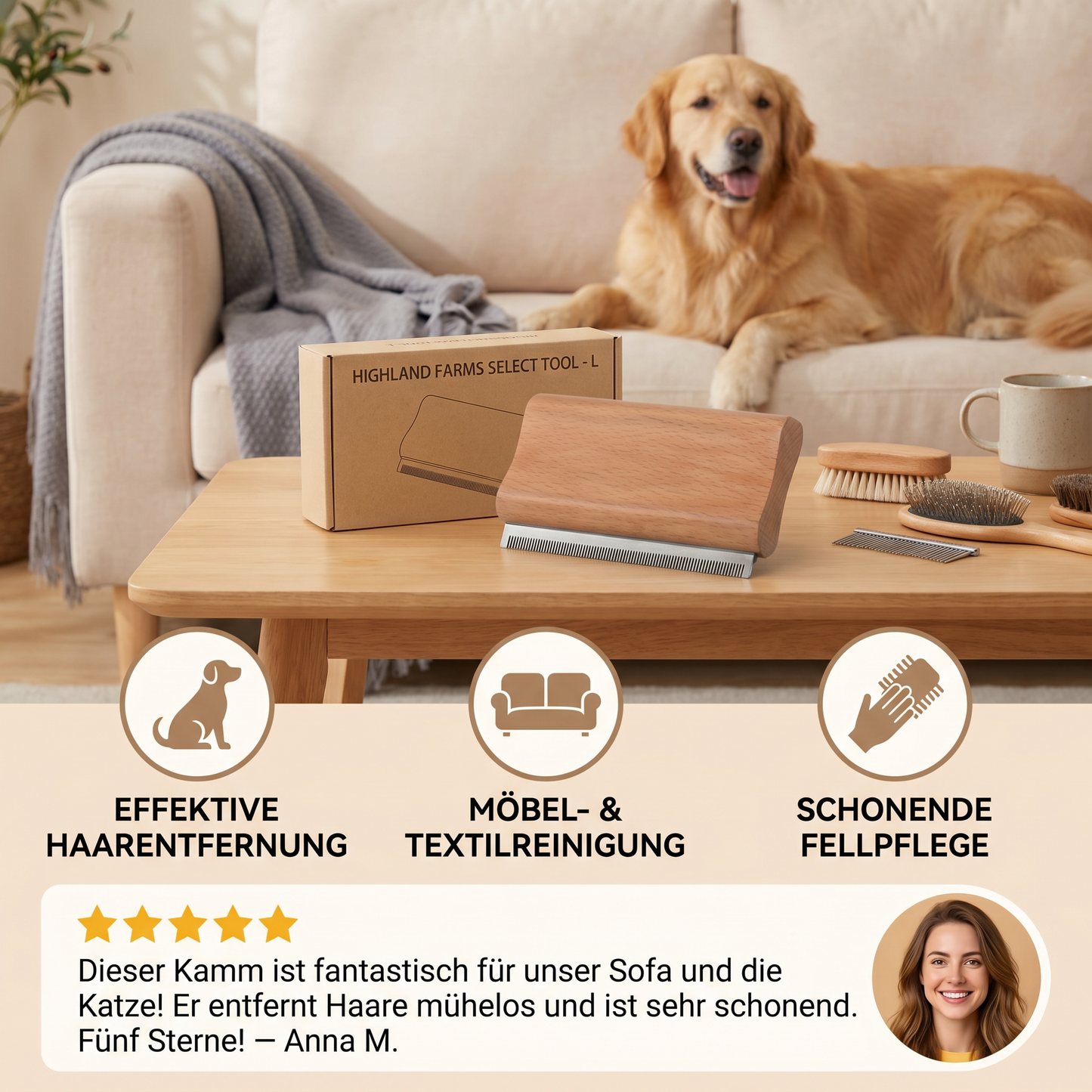 2-in-1-Kamm zur Fellpflege und Haarentfernung für Tierfell, Möbel und Textilien