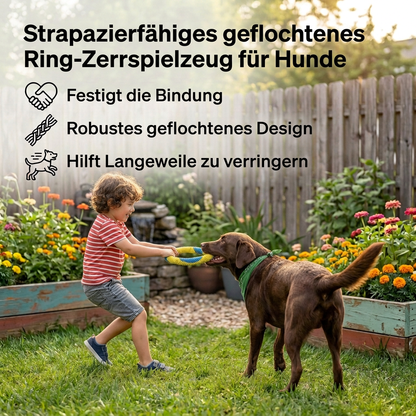 Robustes geflochtenes Ring-Zerrspielzeug und Kauspielzeug für Hunde