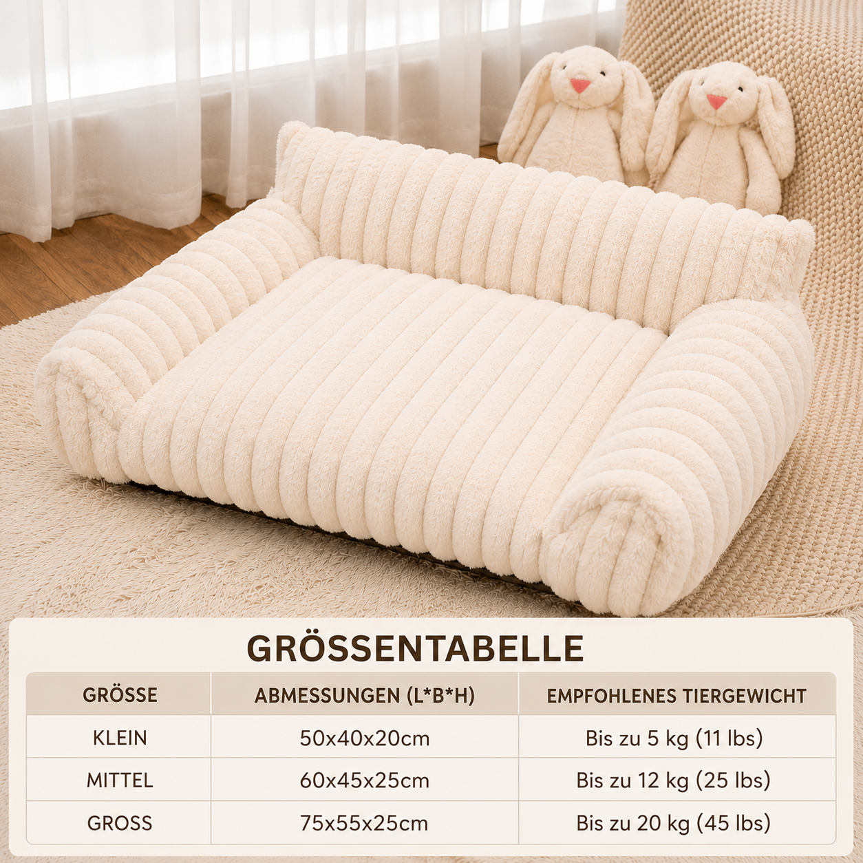 Flauschiges Wolken-Haustiersofa mit weichen Seitenpolstern & waschbarem Bezug