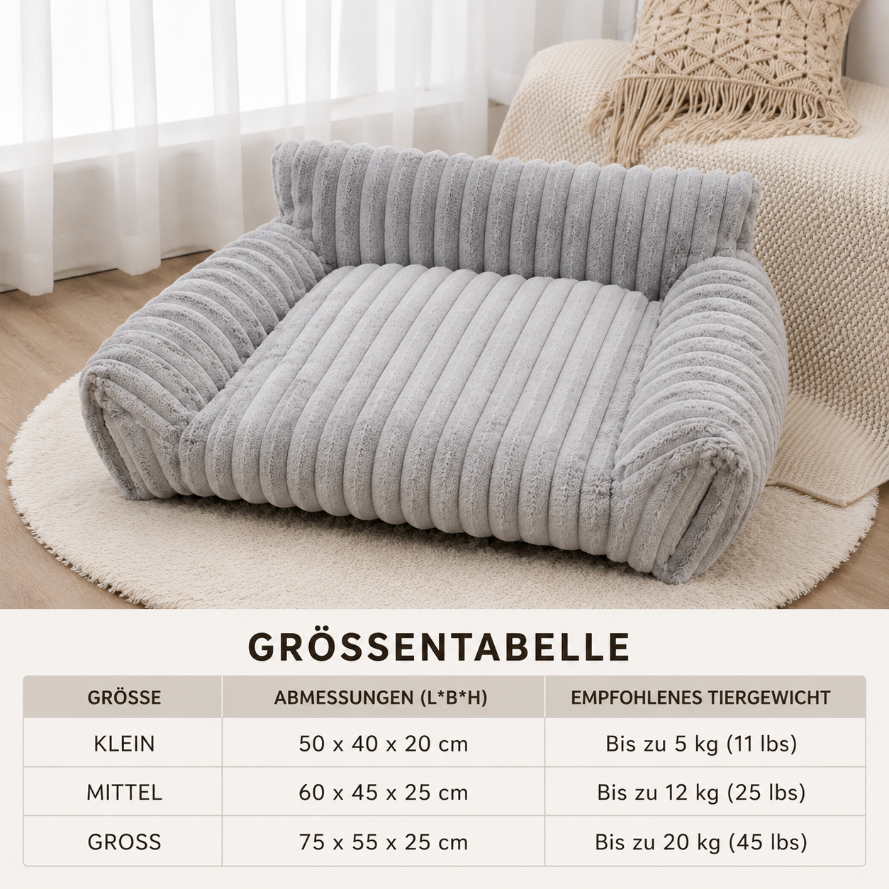 Flauschiges Wolken-Haustiersofa mit weichen Seitenpolstern & waschbarem Bezug