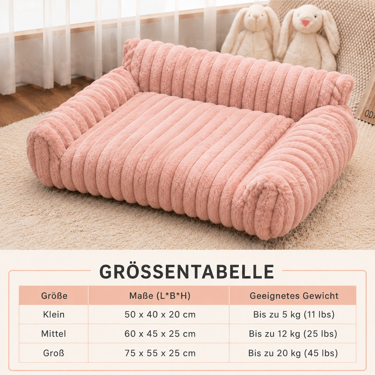 Flauschiges Wolken-Haustiersofa mit weichen Seitenpolstern & waschbarem Bezug