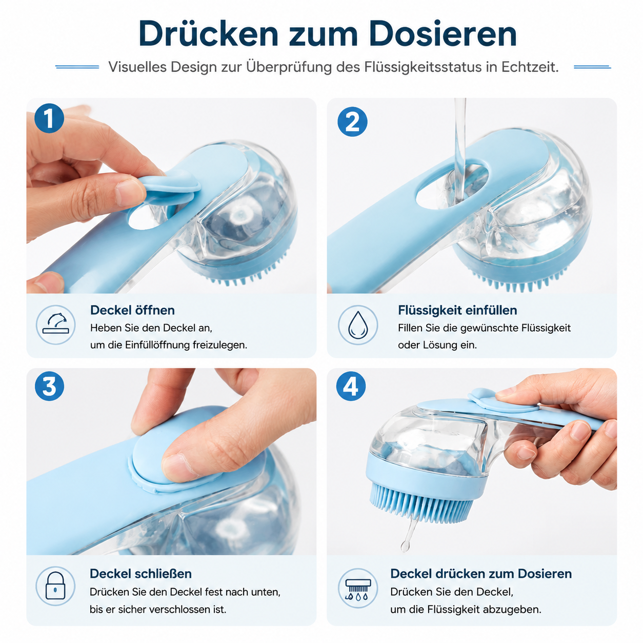 2-in-1 Silikon-Bade- und Massagebürste für Haustiere mit Shampoo-Spender