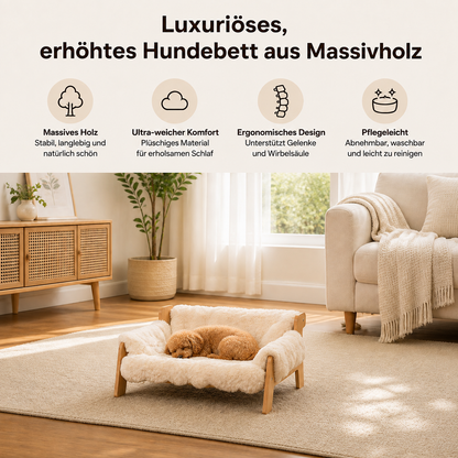 Luxuriöses, erhöhtes Hundebett aus Massivholz