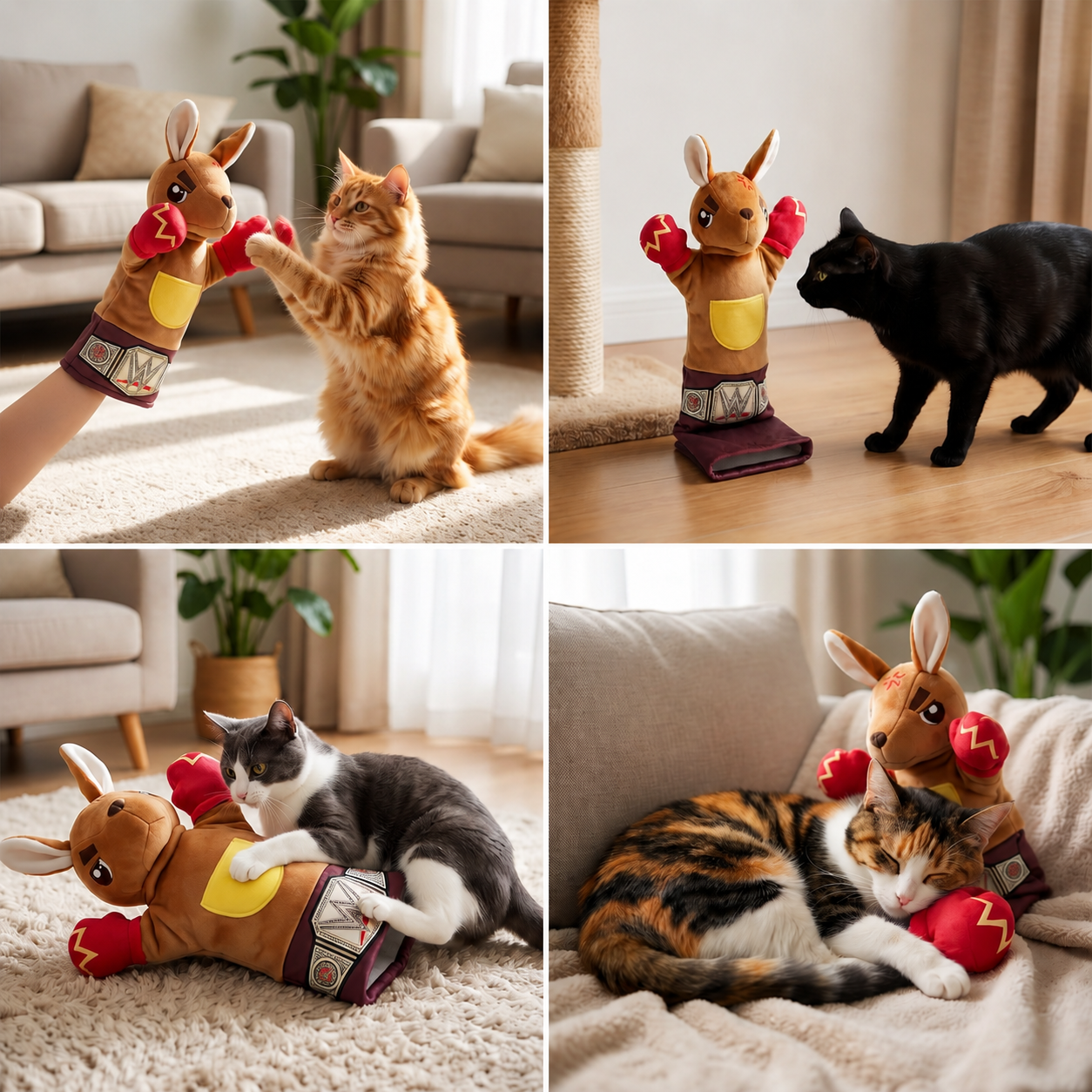 Interaktives Känguru-Box-Handpuppen-Spielzeug für Katzen