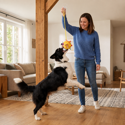 Interaktives hängendes Hundespielzeug mit elastischem Spielseil und Haken