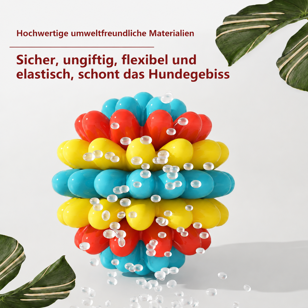Bunter Hundekau-Ball mit Noppen