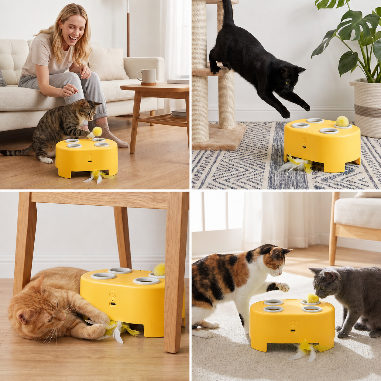 Automatisches Spielzeug mit flatternden Federn für Katzen