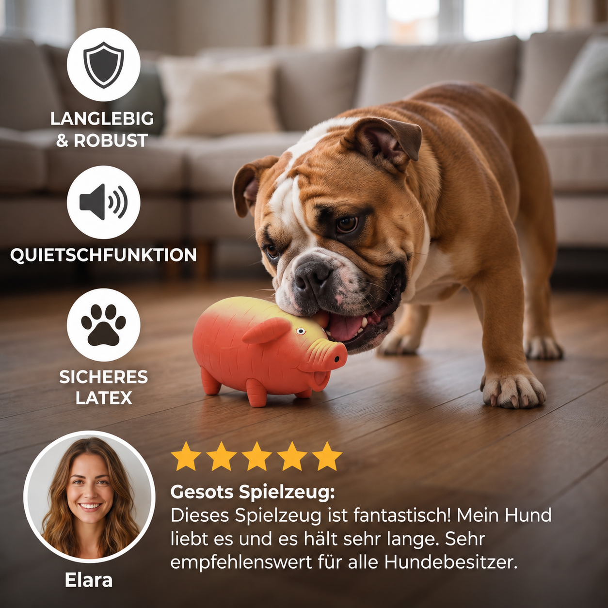 Robustes Quietschspielzeug aus Latex im Bauernhof-Design für Hunde