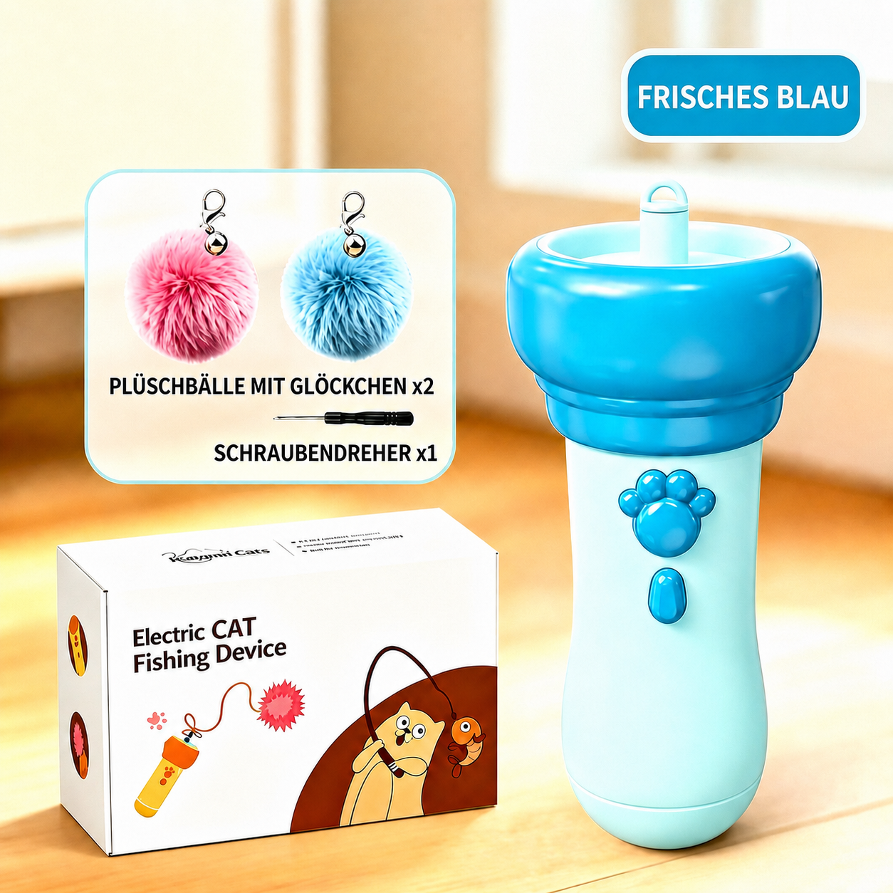 Interaktiver Pompon-Werfer „Tod“ für Katzen