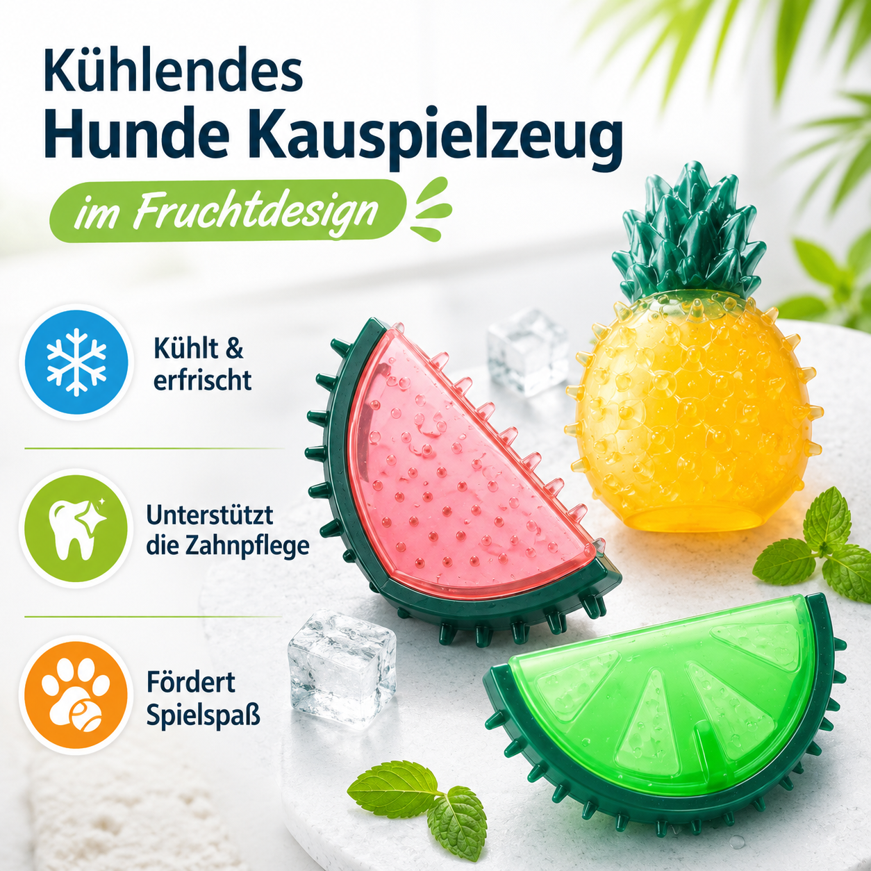 Kühlendes Hunde Kauspielzeug im Fruchtdesign