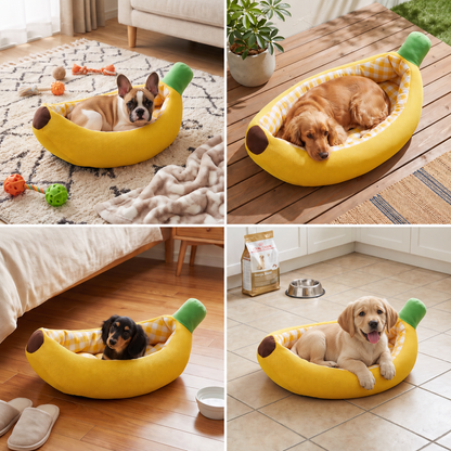 Bananenförmiges gemütliches Haustierbett für Hunde