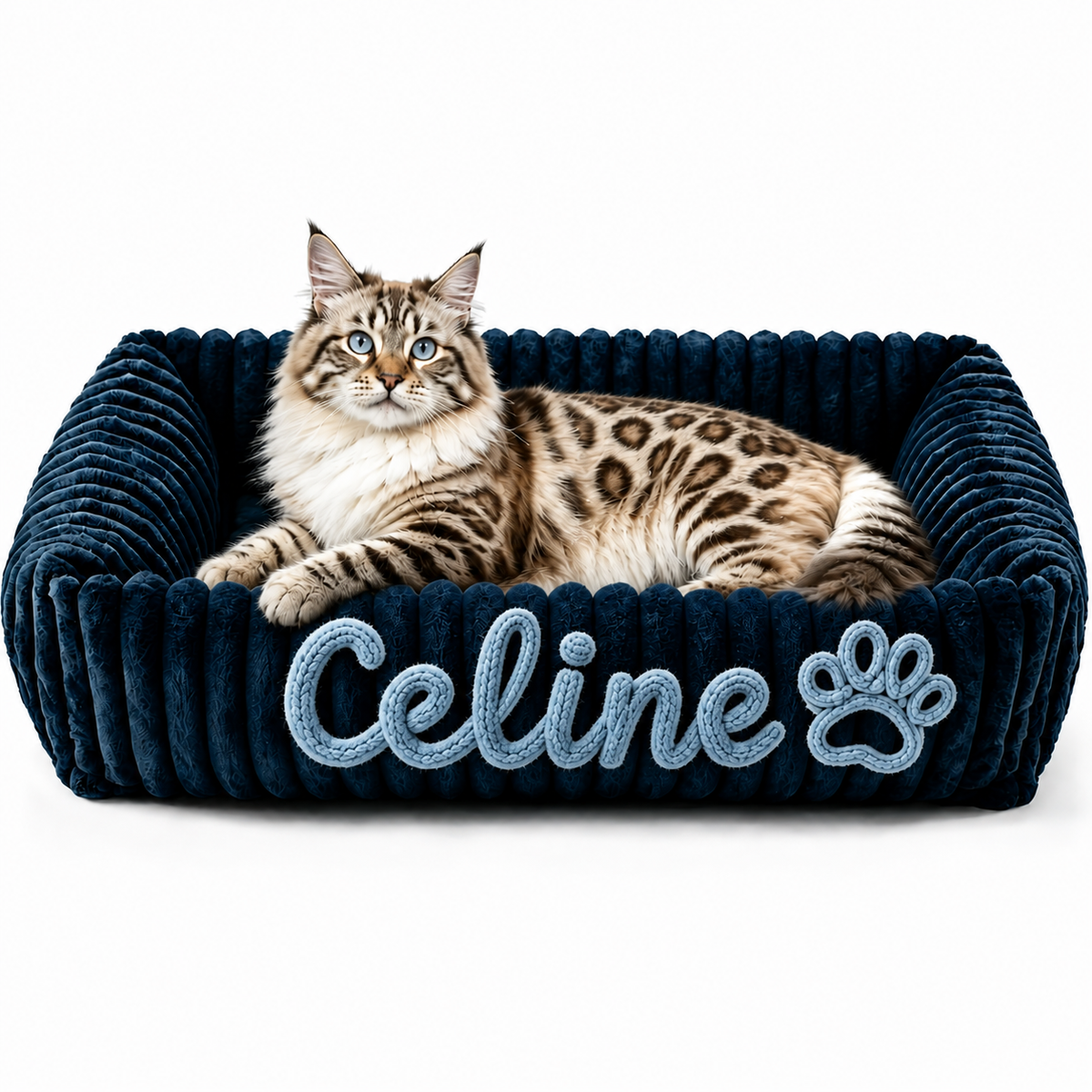 Personalisiertes, flauschiges Wolken-Katzenbett mit weicher Umrandung
