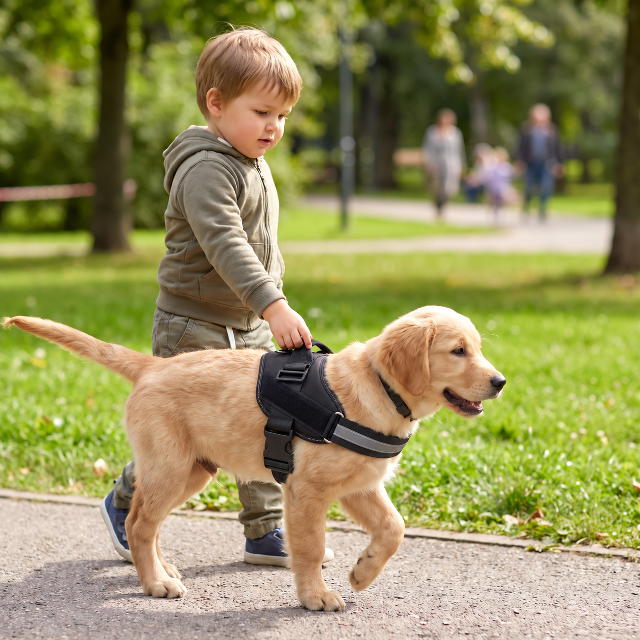 Reflektierendes verstellbares Hundegeschirr mit 3 Leinenclips – Gepolstert für Spaziergänge & Training