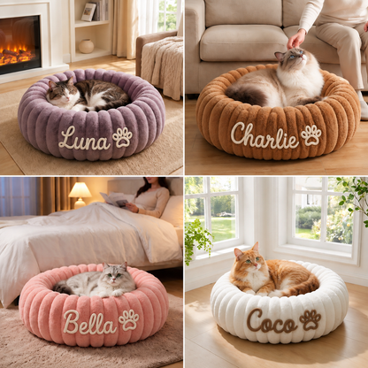 Personalisiertes Rundes flauschiges Katzenbett