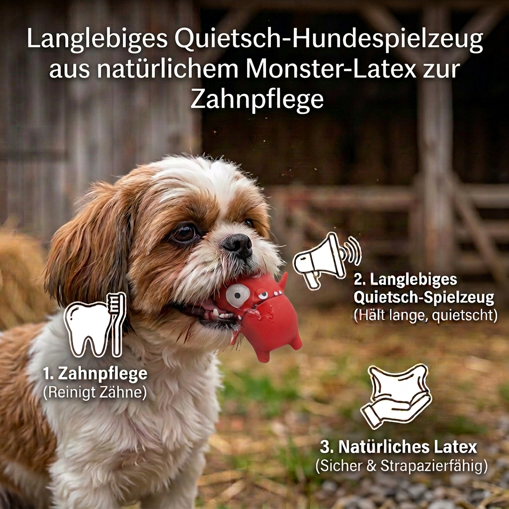 Langlebiges Quietsch-Hundespielzeug aus natürlichem Monster-Latex zur Zahnpflege
