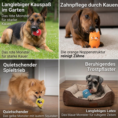 Langlebiges Quietsch-Hundespielzeug aus natürlichem Monster-Latex zur Zahnpflege