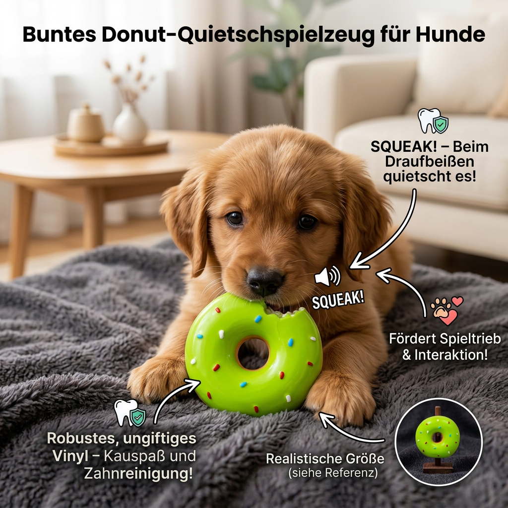 Buntes Donut-Quietschspielzeug für Hunde