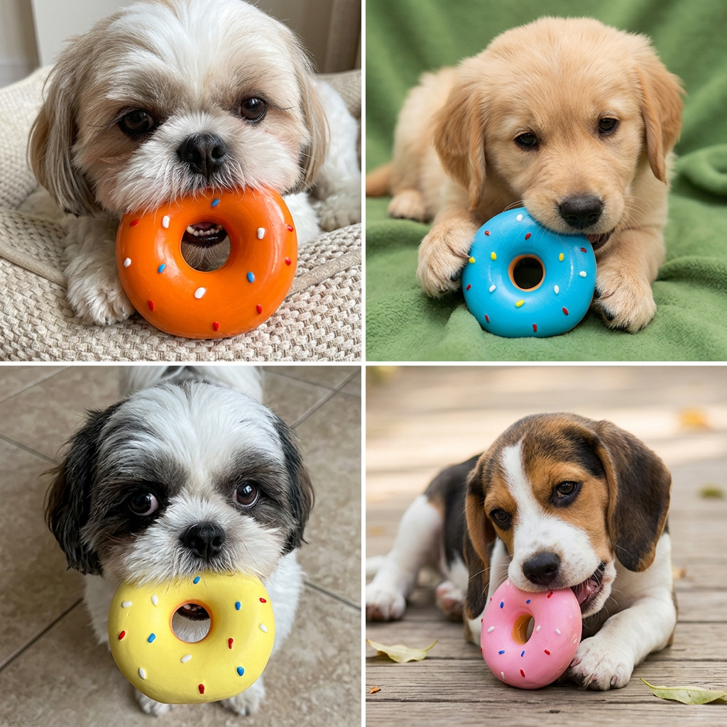 Buntes Donut-Quietschspielzeug für Hunde