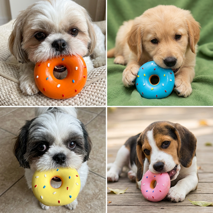Buntes Donut-Quietschspielzeug für Hunde