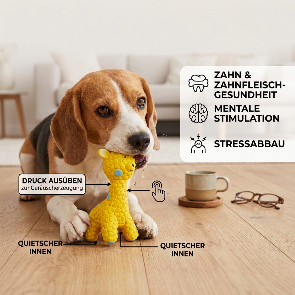 Interaktives Giraffen-Quietschspielzeug für Hunde