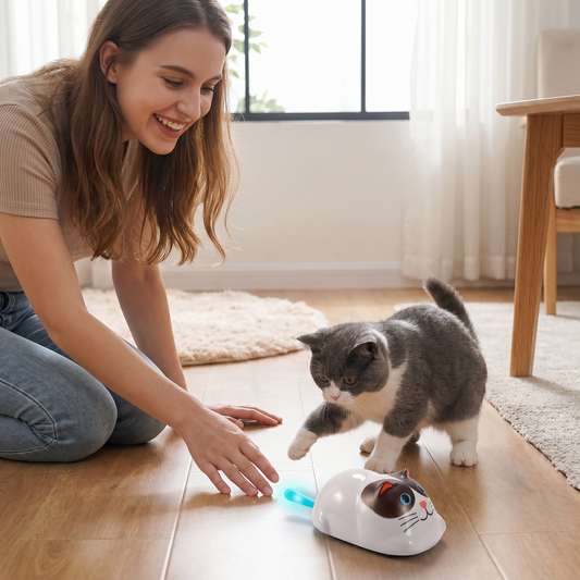Berührungsgesteuertes intelligentes Katzenspielzeug in Roboterform