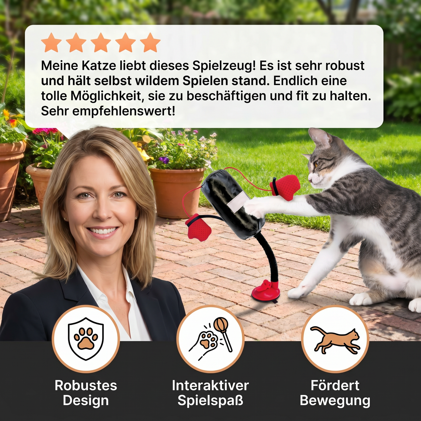 Robustes interaktives Katzen-Boxspielzeug mit Boxsack