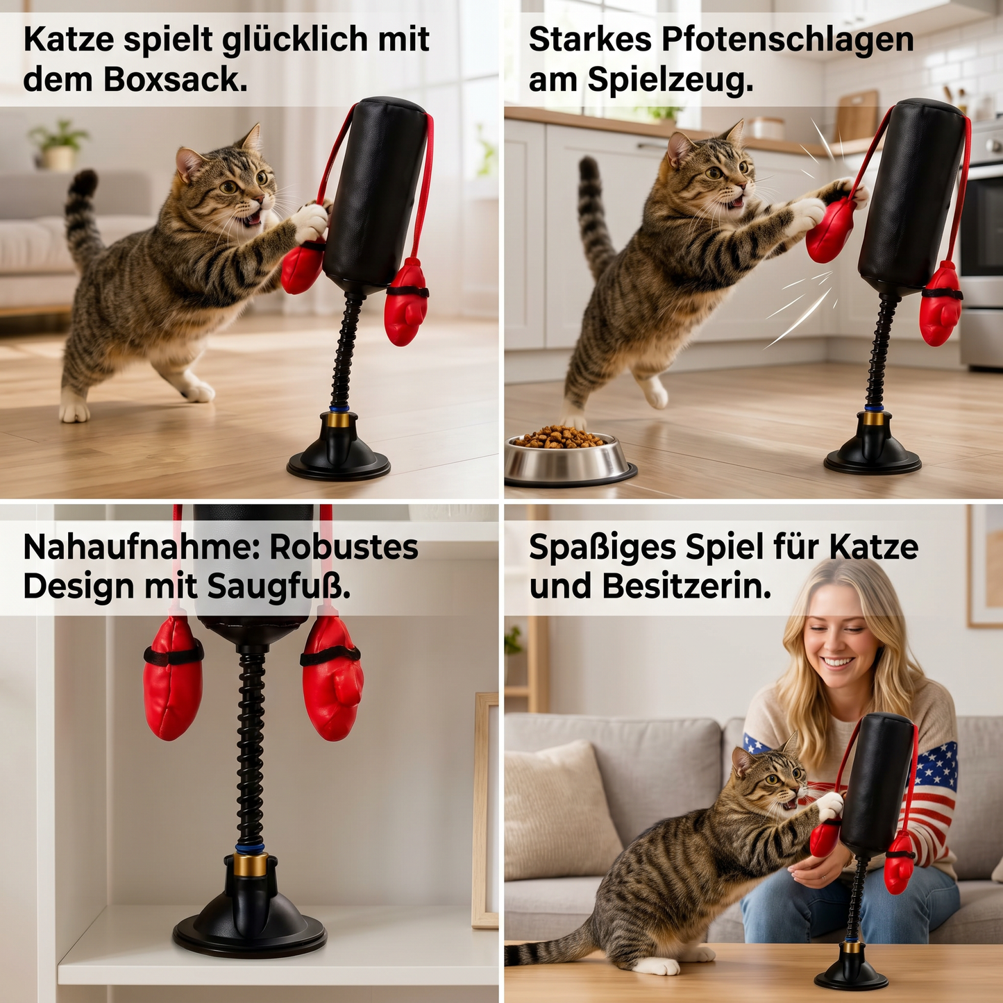 Robustes interaktives Katzen-Boxspielzeug mit Boxsack