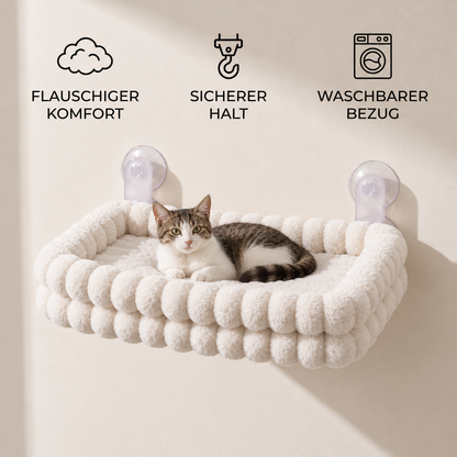 Flauschige kabellose faltbare Katzen-Fensterhängematte mit starken Saugnäpfen & waschbarem Bezug