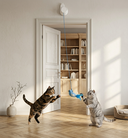 Automatisches fliegendes Vogelspielzeug für Katzen – wiederaufladbares, interaktives Hängespielzeug