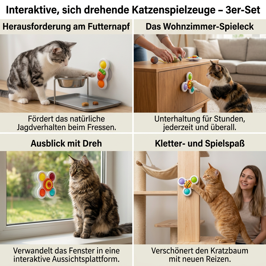 Interaktive, sich drehende Katzenspielzeuge – 3er-Set