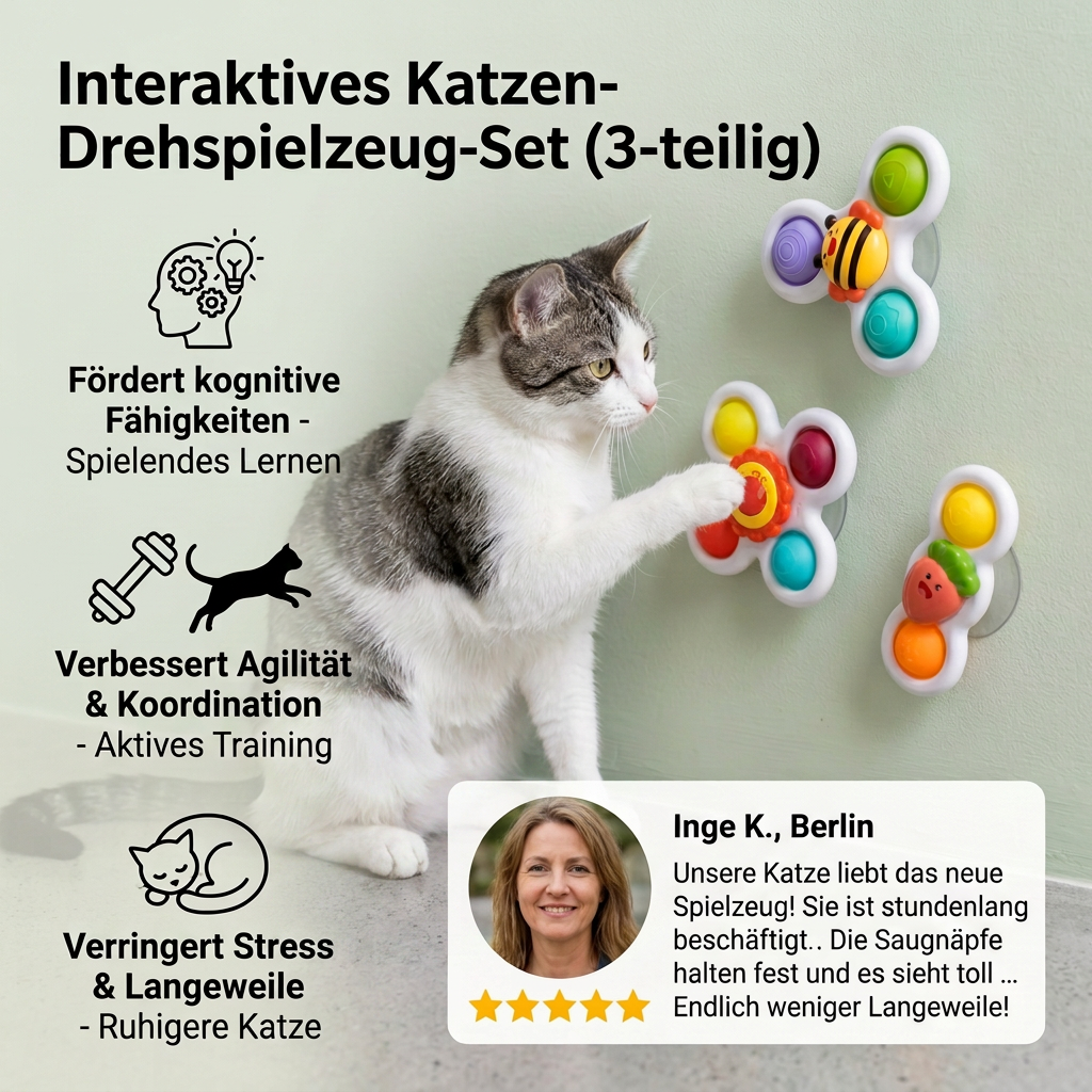 Interaktive, sich drehende Katzenspielzeuge – 3er-Set