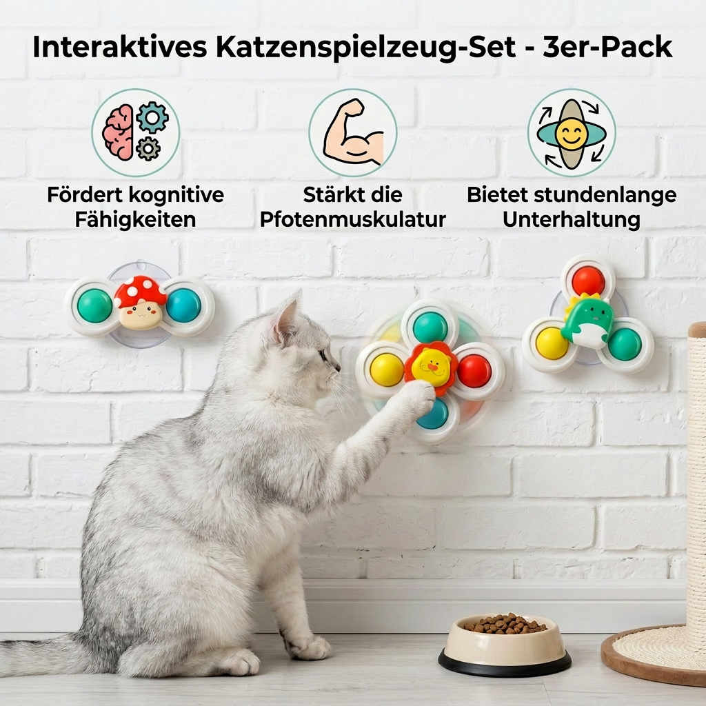 Interaktive, sich drehende Katzenspielzeuge – 3er-Set