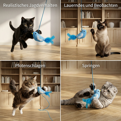 Automatisches fliegendes Vogelspielzeug für Katzen – wiederaufladbares, interaktives Hängespielzeug