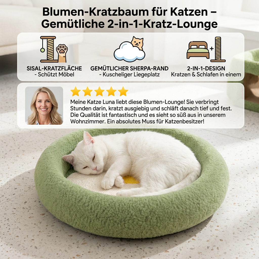 Blumen-Kratzbaum für Katzen – Gemütliche 2-in-1-Kratz-Lounge